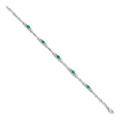 14K White Gold Emerald & Diamond Heart Bracelet – view 2