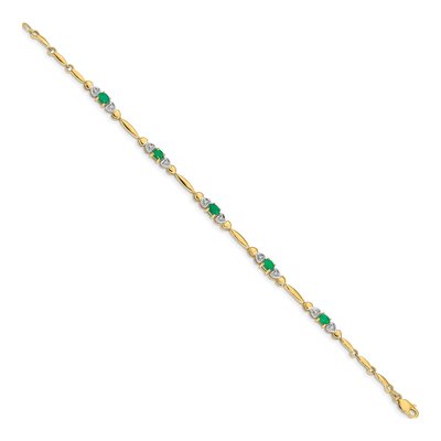 14K Yellow Gold Emerald & Diamond Heart Bracelet – view 3