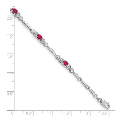10K White Gold Ruby & Diamond Heart Link Bracelet – view 3