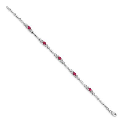 14K White Gold Ruby & Diamond Heart Bracelet – view 3