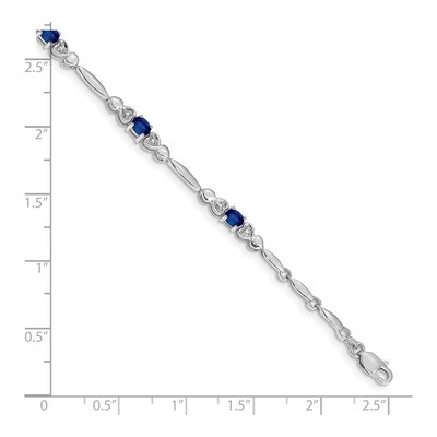 10K White Gold Sapphire & Diamond Oval Heart Link Bracelet – view 3