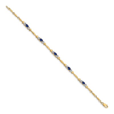 10K Yellow Gold Sapphire & Diamond Heart Bracelet – view 2