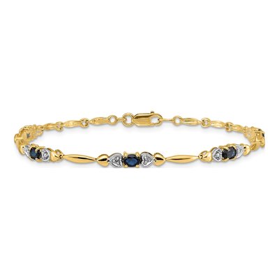 10K Yellow Gold Sapphire & Diamond Heart Bracelet – view 3