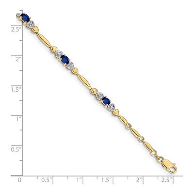 10K Yellow Gold Sapphire & Diamond Heart Bracelet – view 4