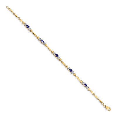 14K Yellow Gold Tanzanite & Diamond Heart Bracelet – view 2