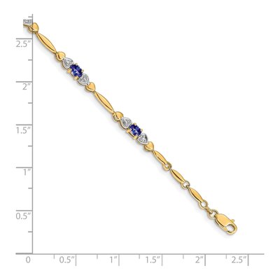 14K Yellow Gold Tanzanite & Diamond Heart Bracelet – view 3