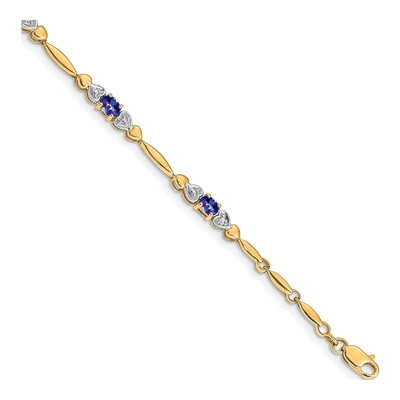 14K Yellow Gold Tanzanite & Diamond Heart Bracelet