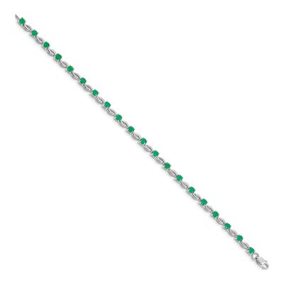 14K White Gold Emerald Link Bracelet – view 2
