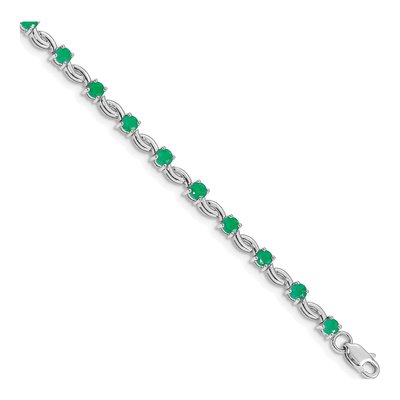 14K White Gold Emerald Link Bracelet