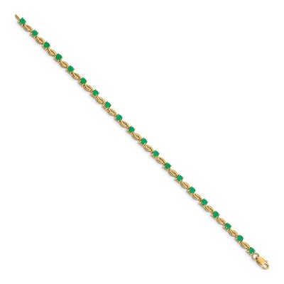 14K Yellow Gold Emerald Fancy Link Bracelet – view 2