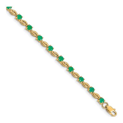14K Yellow Gold Emerald Fancy Link Bracelet