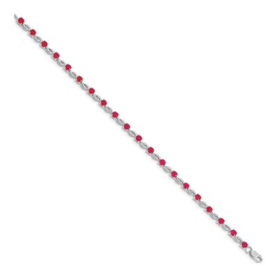 14K White Gold Ruby Natural Fancy Link Bracelet – view 2
