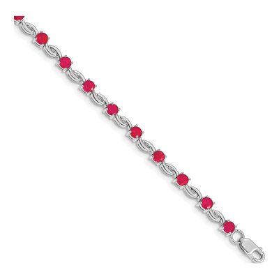 14K White Gold Ruby Natural Fancy Link Bracelet