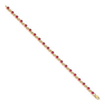 14K Yellow Gold Ruby Round Link Bracelet – view 3