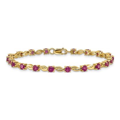 14K Yellow Gold Ruby Round Link Bracelet – view 4