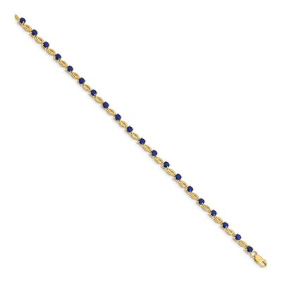 14K Yellow Gold Sapphire Natural Link Bracelet – view 2
