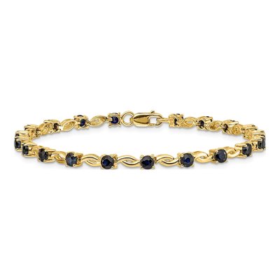 14K Yellow Gold Sapphire Natural Link Bracelet – view 3