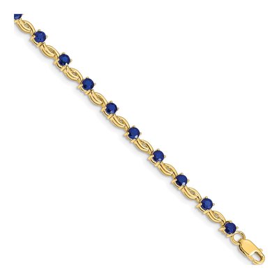 14K Yellow Gold Sapphire Natural Link Bracelet