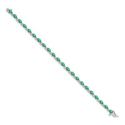 14K White Gold 0.09 ct tw Emerald & Diamond Oval Bracelet – view 2
