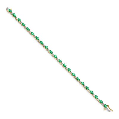 14K Yellow Gold 0.09 ct tw Emerald & Diamond Oval Bracelet – view 2
