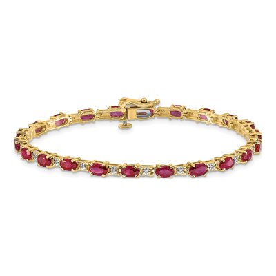 10K Yellow Gold 1/10 ct tw Ruby Diamond Bracelet – view 3