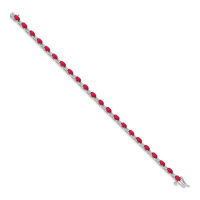 14K White Gold 0.09 ct tw Ruby & Diamond Oval Bracelet – view 2