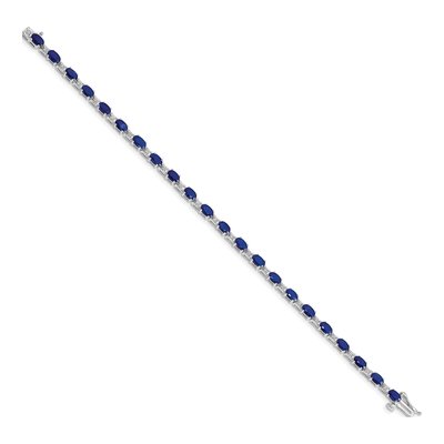14K White Gold 0.09 ct tw Sapphire & Diamond Oval Bracelet – view 2