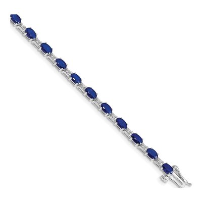 14K White Gold 0.09 ct tw Sapphire & Diamond Oval Bracelet