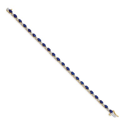 14K Yellow Gold 0.09 ct tw Sapphire & Diamond Oval Bracelet – view 2