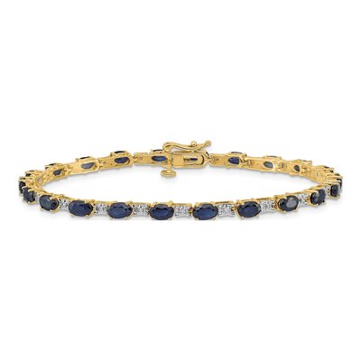 14K Yellow Gold 0.09 ct tw Sapphire & Diamond Oval Bracelet – view 3