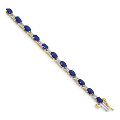 14K Yellow Gold 0.09 ct tw Sapphire & Diamond Oval Bracelet