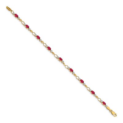 14K Yellow Gold Ruby & Diamond Open Link Bracelet – view 2