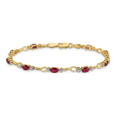 14K Yellow Gold Ruby & Diamond Open Link Bracelet – view 3