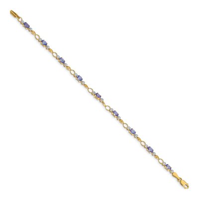 14K Yellow Gold Tanzanite & Diamond Open Link Bracelet – view 3