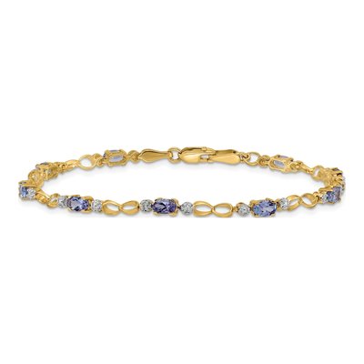 14K Yellow Gold Tanzanite & Diamond Open Link Bracelet – view 4