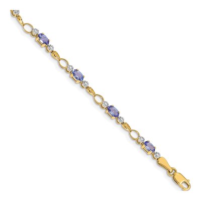 14K Yellow Gold Tanzanite & Diamond Open Link Bracelet