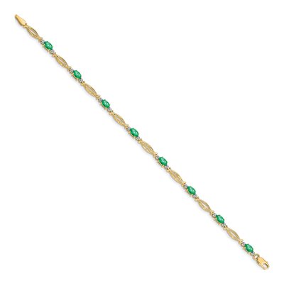10K Yellow Gold Emerald Link Bracelet – view 2