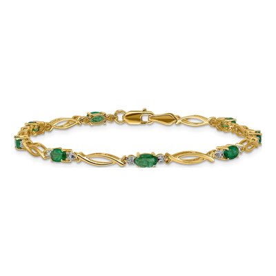 10K Yellow Gold Emerald Link Bracelet – view 3