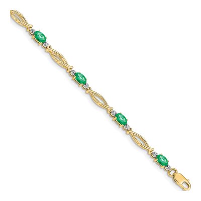 10K Yellow Gold Emerald Link Bracelet