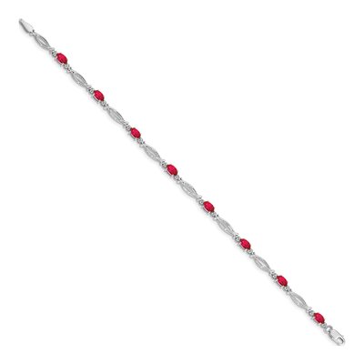 14K White Gold Ruby & Diamond Oval Bracelet – view 2
