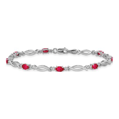 14K White Gold Ruby & Diamond Oval Bracelet – view 3