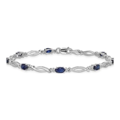 10K White Gold Sapphire Link Bracelet – view 3