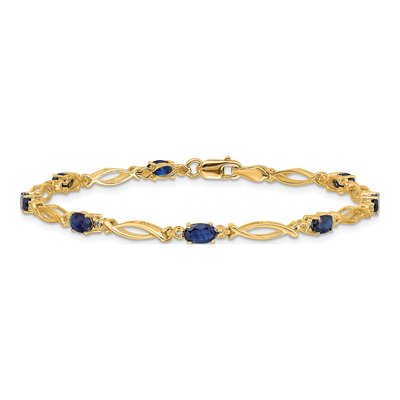 10K Yellow Gold Sapphire Link Bracelet – view 3