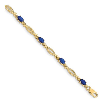 10K Yellow Gold Sapphire Link Bracelet