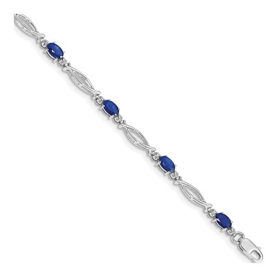 14K White Gold Sapphire & Diamond Bracelet