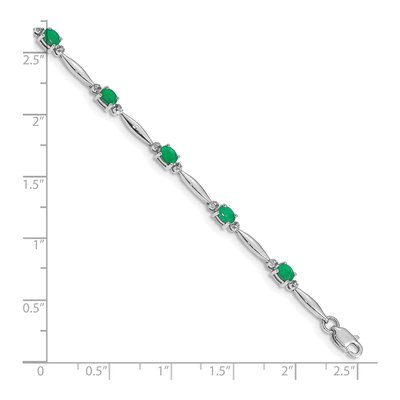 10K White Gold Emerald & Diamond Oval Bracelet – view 3