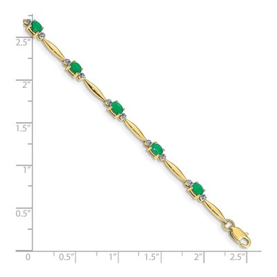 10K Yellow Gold Emerald & Diamond 7-inch Bracelet – view 4