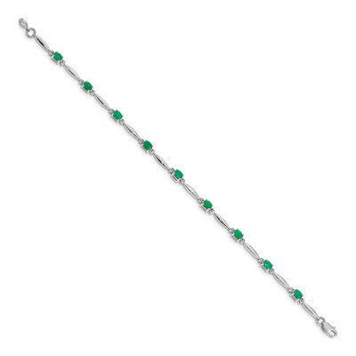 14K White Gold Emerald & Diamond 7.25-In Bracelet – view 2