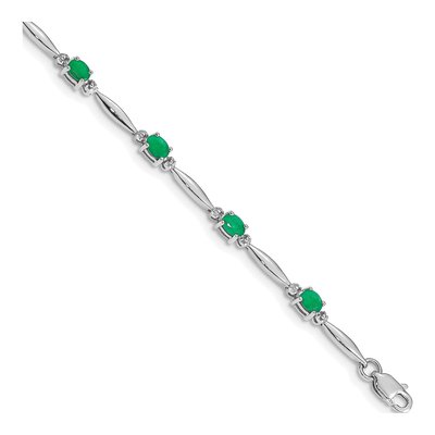 14K White Gold Emerald & Diamond 7.25-In Bracelet