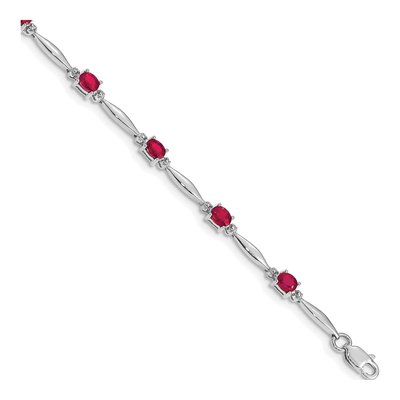 10K White Gold Ruby Diamond Bracelet
